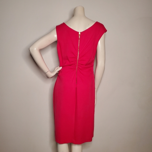 Kay Unger Dress Women's 8 Hot Pink Sleeveless Knee Length Sheath - Picture 2 of 8
